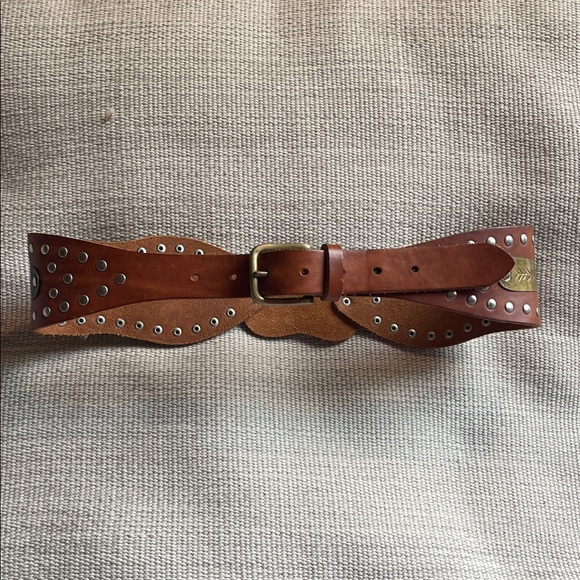 Ralph Lauren Brown Leather Belt with Silver Accents - Picture 1 of 10